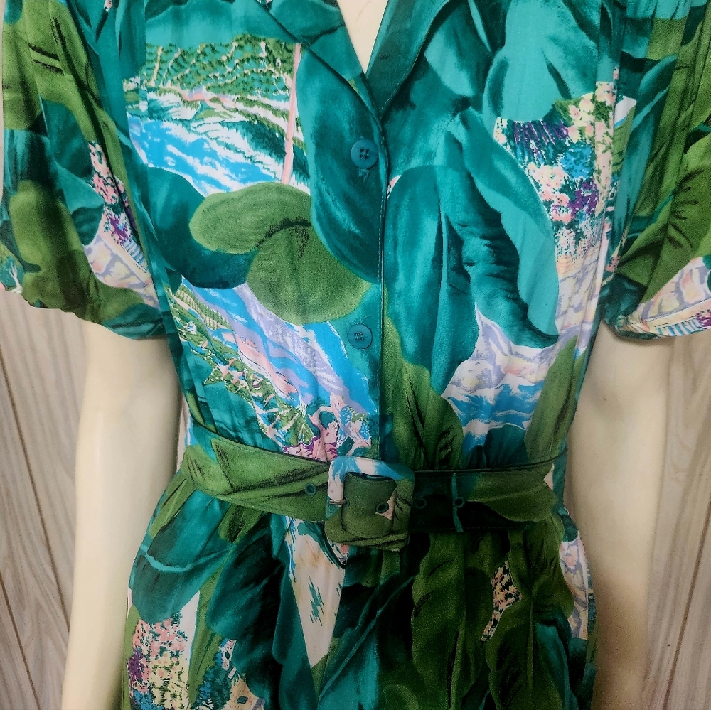SALE vintage jumpsuit 6P floral 1980s